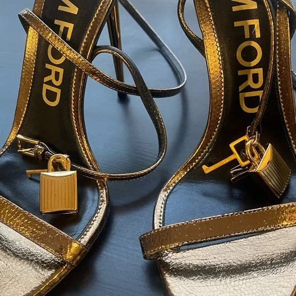 Tom Ford Lock Metallic Stiletto Heels